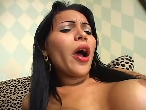 Latin tranny with curved boobs gets facial after hard penetration her ass