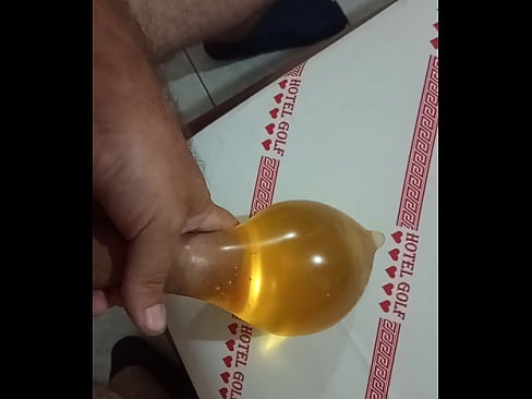 Hard Dick a lot of  piss in condom