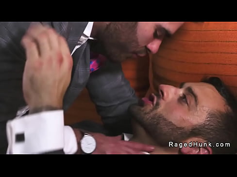 Real estate agent Drew Valentino on a meeting for a job gives blowjob to Pol Prince then anal fucks him in hairy ass bent over glass table