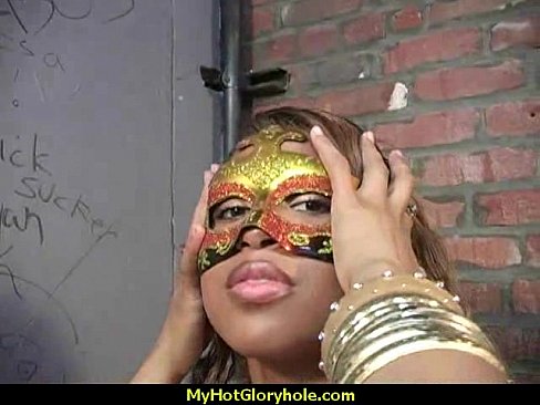 Black Chick Gives Gloryhole Blowjob 17