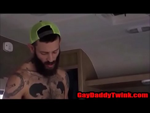 Bearded rough Trailer trash bareback fucks a blonde twink