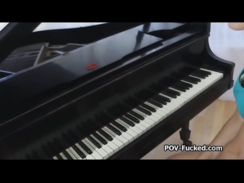 Piano teacher bangs hot student