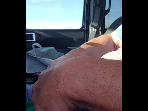 Jacking off with dick and balls tied off tightly in jeep one of two videos