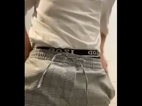 Jerking off his big cock in the mall