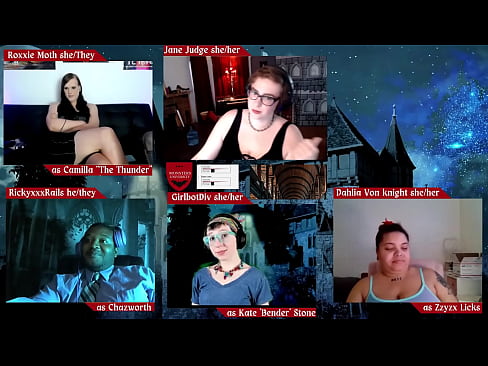 RPG Monsters U episode 16 with Jane Judge, RickyxxxRails, Roxxie Moth, Dahlia von Knight, and Girlbot Div DND Role Playing Game