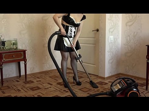 A maid vacuum cleaner and masturbates her ass