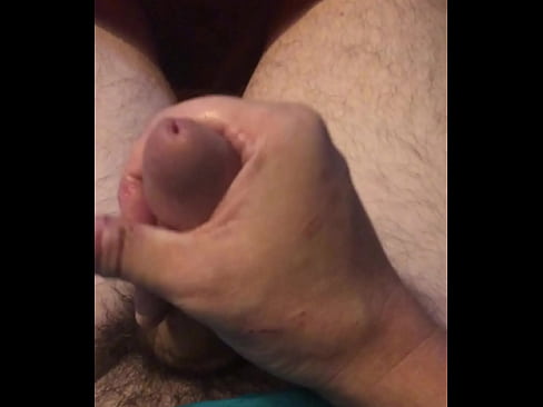 Male slowly masturbating and marveling big dick