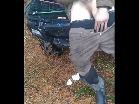 Wheeler ride in woods ends in jerkin off