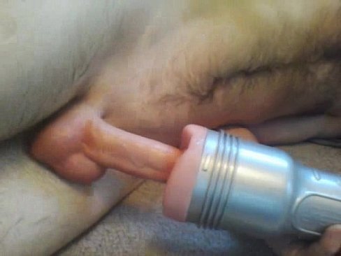 Slow fleshlight edging ends in milky cumshot