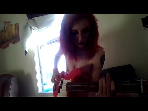 MelltheMilf redhead ginger plays Bass Guitar Nude with small tits