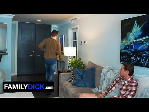 FamilyDick - Muscular Hunk Breeds Horny Teen On The Couch While His StepSon Is Spying On Them