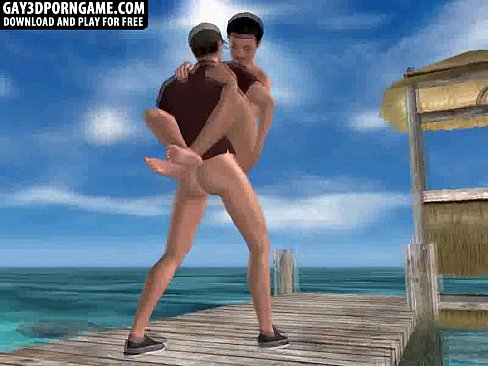 Horny 3D cartoon hunk getting fucked on the beach
