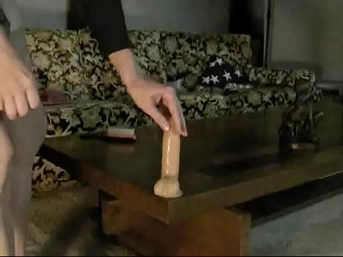 Coffee table anal dildo session