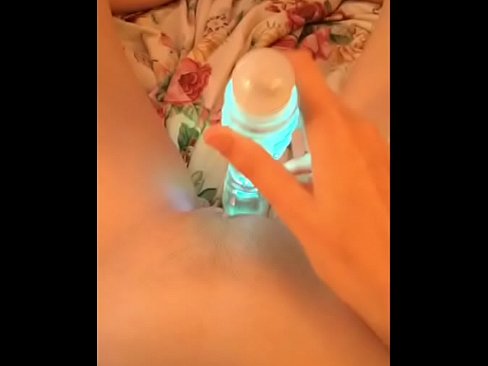 Masturbating and orgasm with light-up vibrator