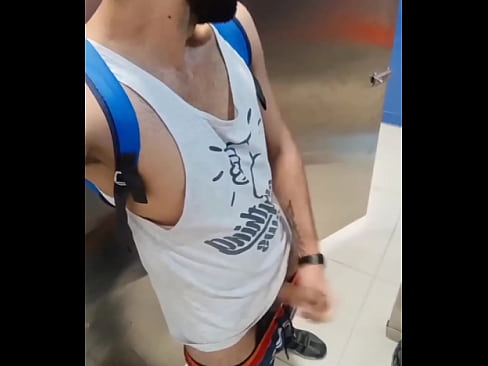 Big Dick Latino Risky Jerking Off In The Mall's Public Bathroom Got Caught And Touched Multiple Times