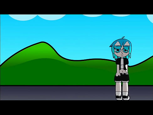 a short animation girl farting Hair Cyan