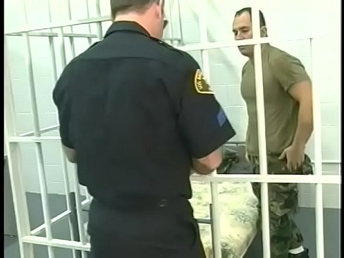 Horny cop getting ass licked and cock sucked by a soldier and returns favor