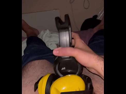 Headset and ear muffs cumshot