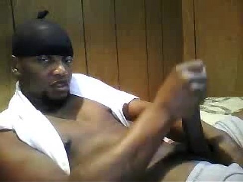 black man stroking huge cock on webcam - sexyladcams.com