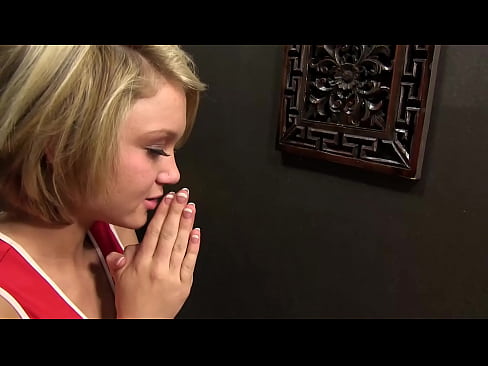 Teen Cheerleader Dakota Sky Kneels at Confessional Gloryhole