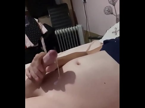 trans girl cum shot in bed