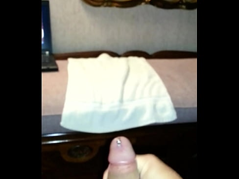 Shooting a big cumshot in the hotel after jacking off