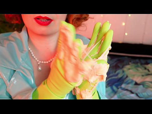 sexy MILF close up video with gloves - latex tease