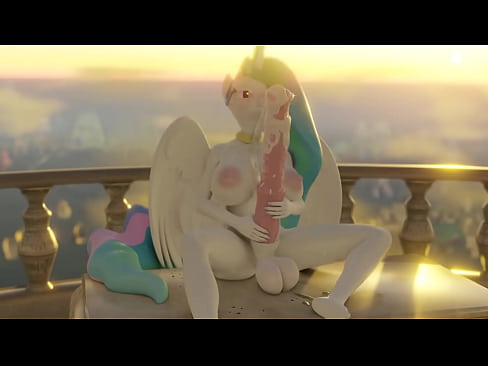 Princess Celestia jacking off her big futa cock making her cum everywhere and all over her self