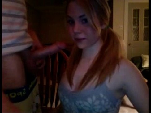 awesome amateur teen redhead blowjob deepthroat in cam with final facial very ho