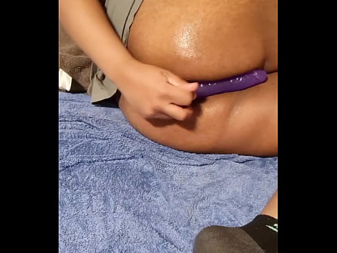 Black Sissy Playing With 9 Inch Dildo