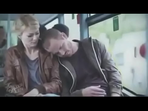blonde m. by fake sleeper on bus