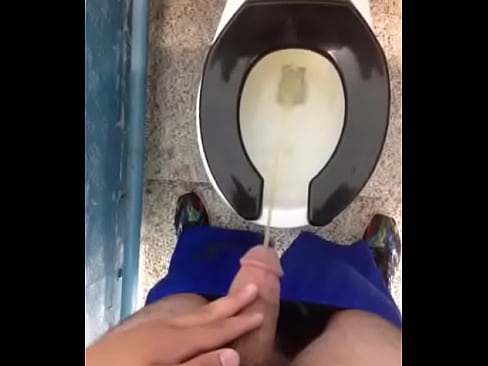 Fresh yellow morning piss in a public toilet