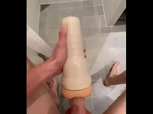 Uncut cock cums a lot with cock sleeve