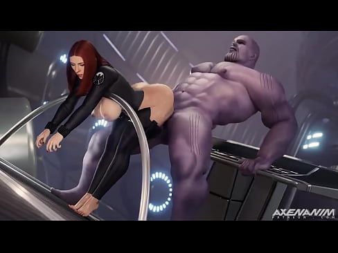 Black widow gets fucked by the giant cock of Thanos