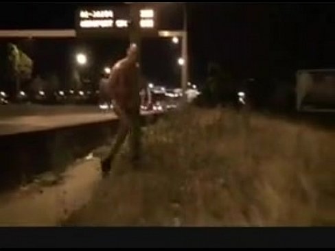 Hot guy jacking off on the side of the highway
