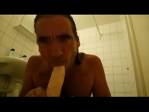 Sucking a big fake dick. Swedish