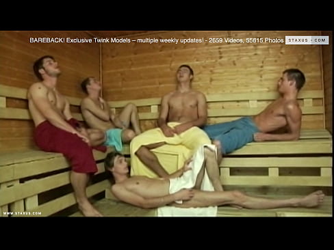 Sauna room cock-sucking orgy