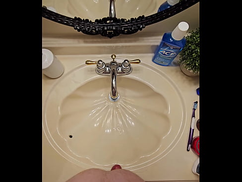 HANDSFREE CUMMING IN THE HOTEL BATHROOM SINK