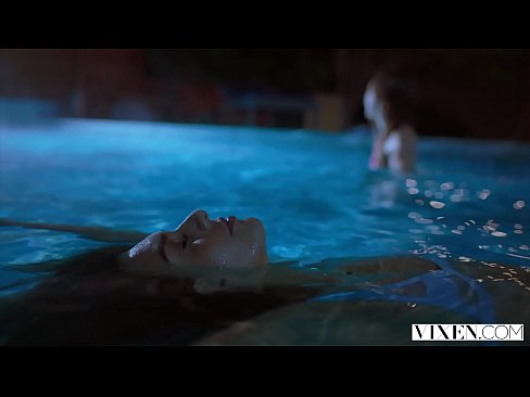 VIXEN Janice Griffith and Ivy Wolfe Sneak Into Backyard For Nighttime Pool Fun