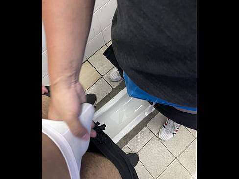 EXPOSE AND CUM WITH MAN IN PUBLIC TOILET