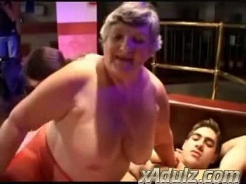 Fat Grannies Having Nasty Sex in a Strip Club with Horny Young Studs