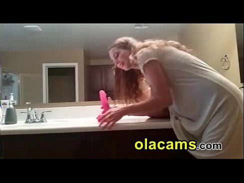 Amazing teen ride a dildo on bathroom