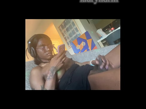 ebony shemale edges while playing video games