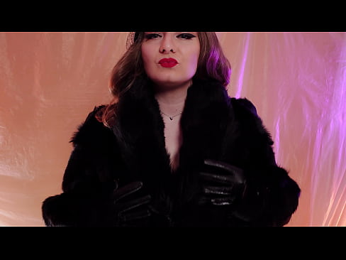 FemDom ASMR video: fur fetish Mistress Arya Grander in leather gloves