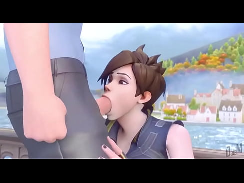 Tracer gives a great cock blow in public shamelessly