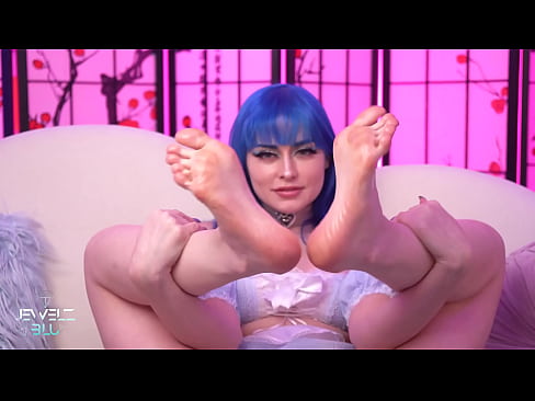 Foot Fun - Come worship my feet while I rub my pretty feet all over this dildo