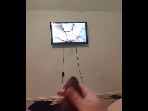 Uncut cock creaming to porn