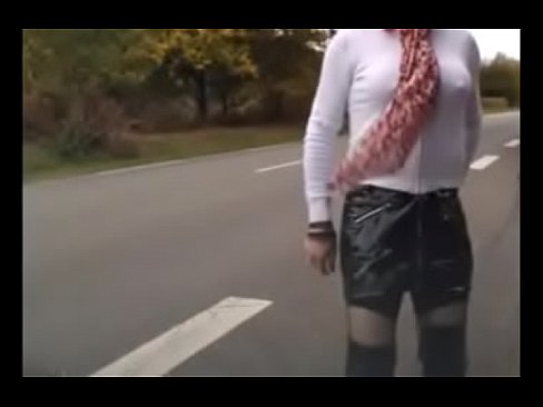 A french CD outdoor in bitch outfit