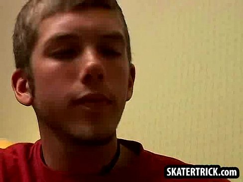 Skater hunk getting his bare ass slapped hard