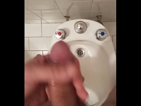 I touch my sweaty cock in a bathroom